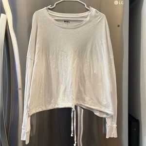 Madewell Women's White Long Sleeve Tee with Drawstring